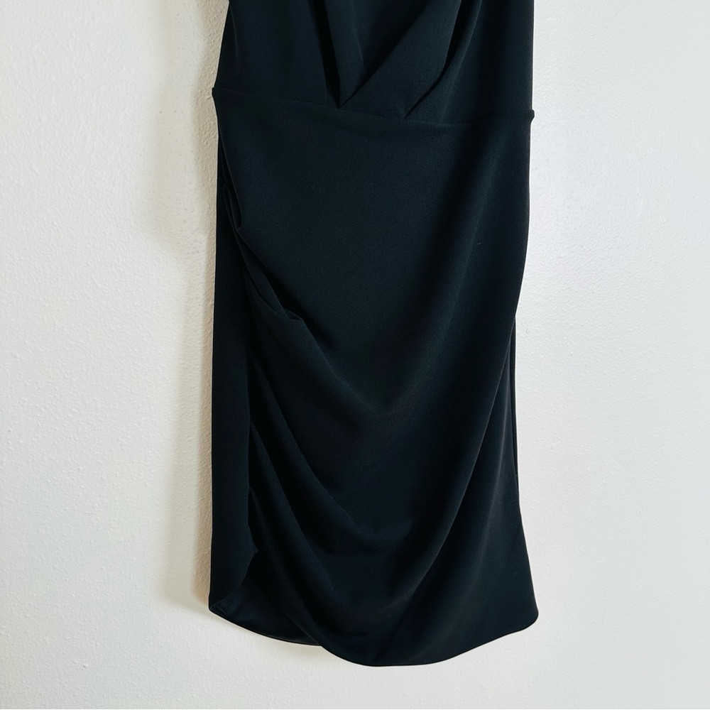 New Jewel Badgley Mischka Asymmetric Halter Elegant Black Mini Dress - Picture 7 of 9
